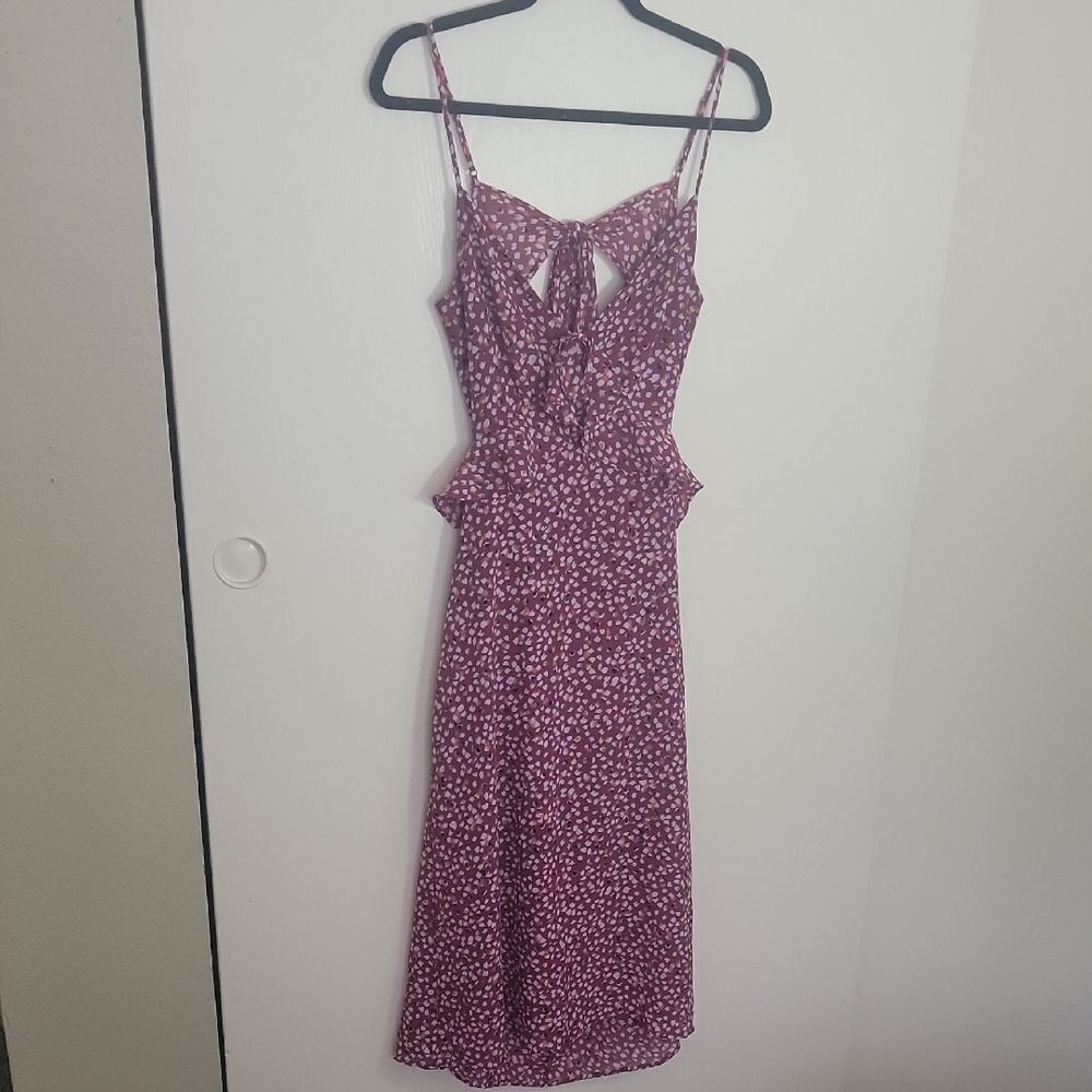 Elegant Low Back Purple Floral Women's Dress